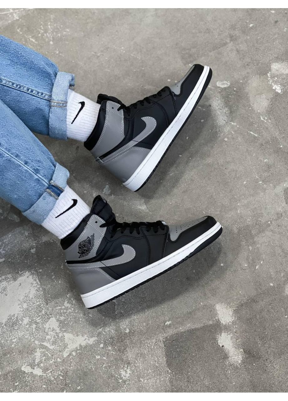 КРОСІВКИ ЖІНОЧІ NIKE AIR JORDAN 1 RETRO HIGH BLACK GREY НАЙК АІР ДЖОРДАН No Brand сірі демісезони (367167371)