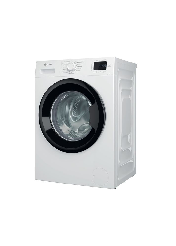 Стиральная фронтальная машина, 6кг, 1200, A+++, 44.6см, дисплей, пара, инвертор, люк черный, белый Indesit (322458162)