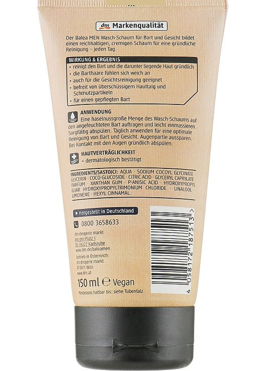 Пінка для миття бороди й обличчя Men Wash 150ml (870282-17168) Balea (368635670)