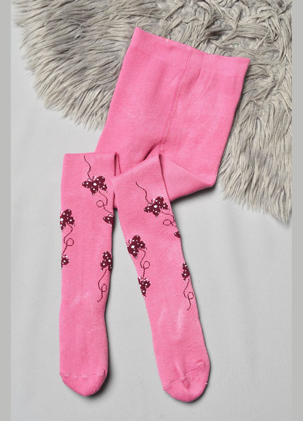 Колготи дитячі махрові для дівчинки рожевого кольору з малюнком Let's Shop (306426731)