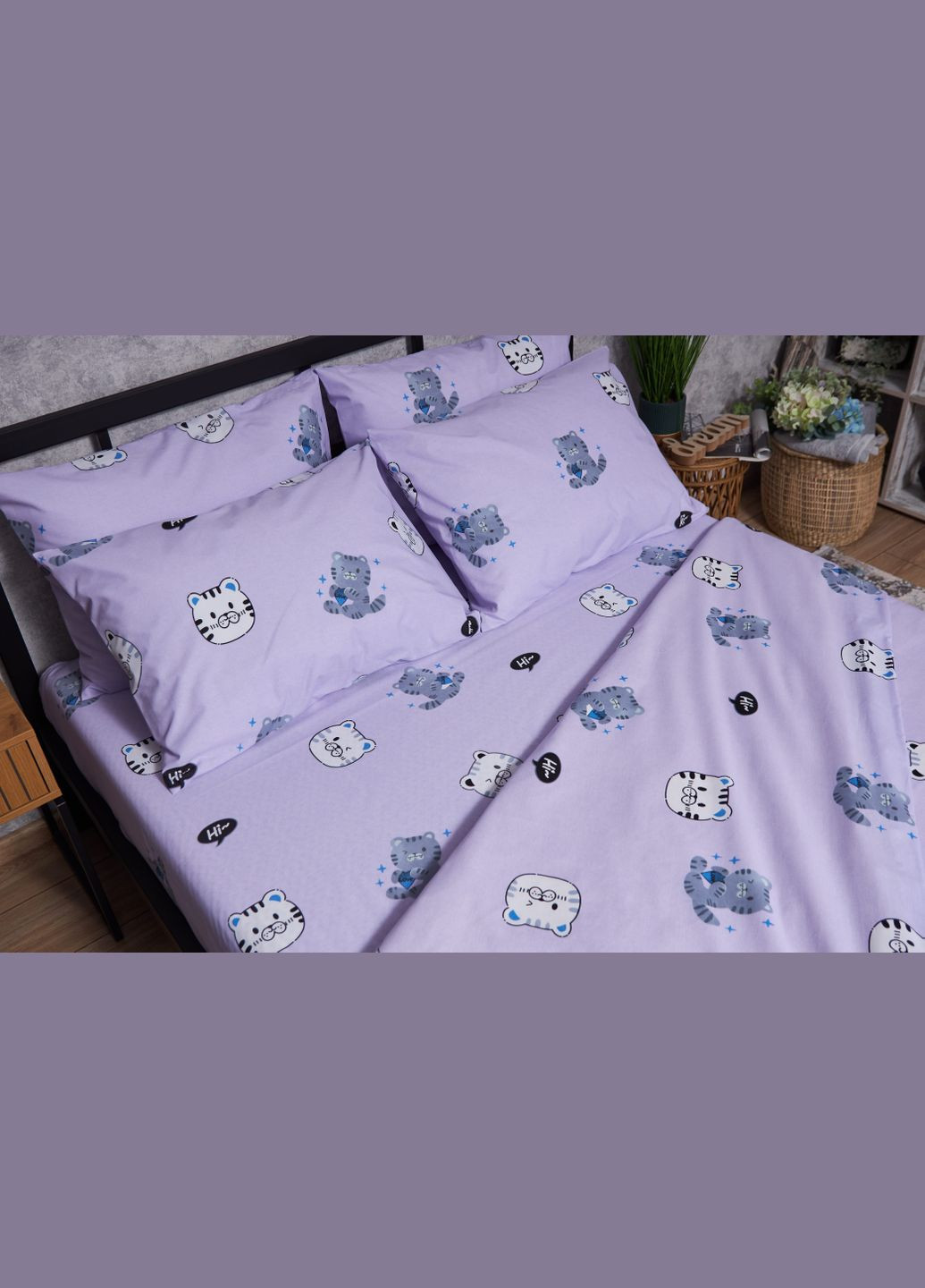 Комплект постільної білизни Бязь Gold Люкс сімейний 160х220х2 наволочки 4х50х70 (MS-820004058) Moon&Star Hello Kitty (288536210)