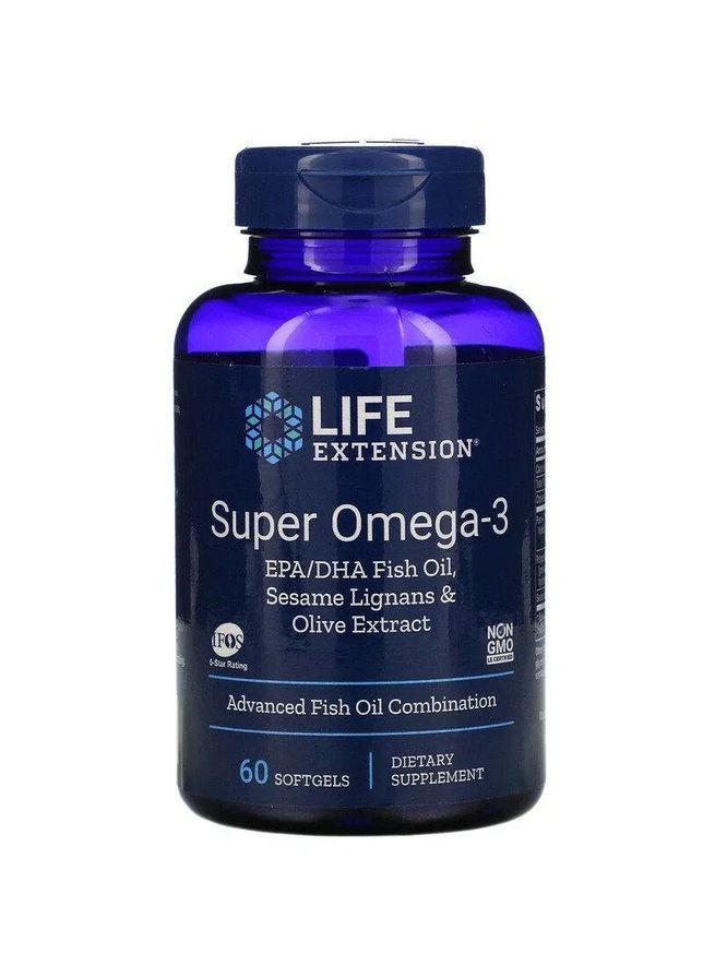 Омега-3 Super Omega-3 60 капсул Life Extension (361115522)