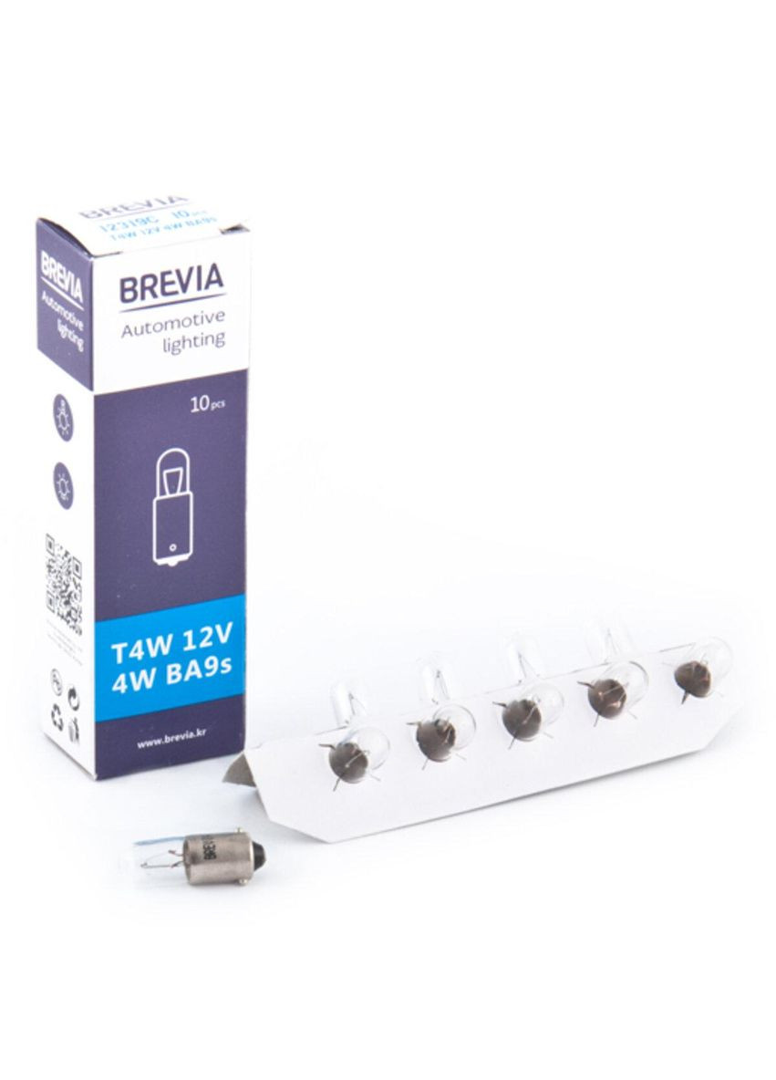 Лампа розжарювання T4W 12 V 4 W BA9s CP паковання з 10 штук Brevia (279826622)