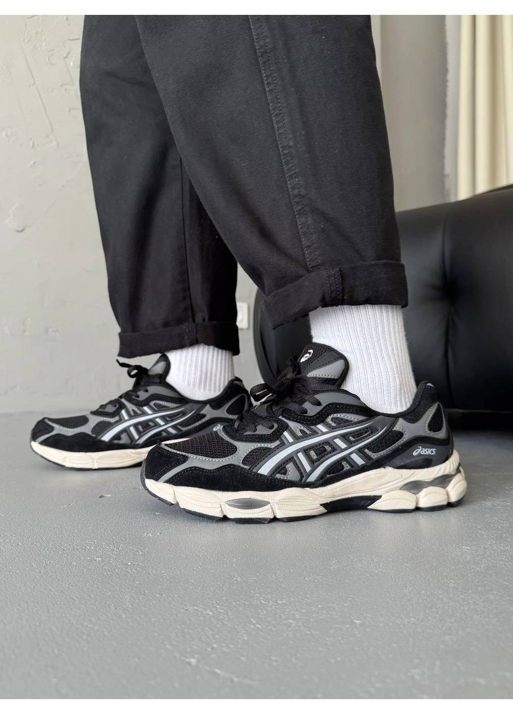 Чорні літні кросівки asics gel-nyc black/grey gore-tex асікс гель нюк No Brand