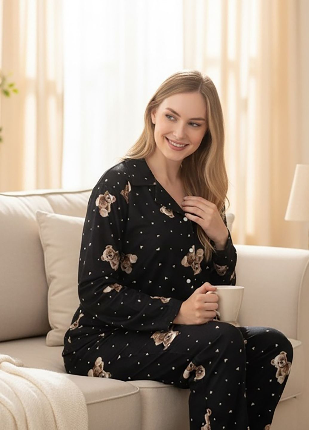 Черная всесезон пижама рубашка + брюки BOYRAZ