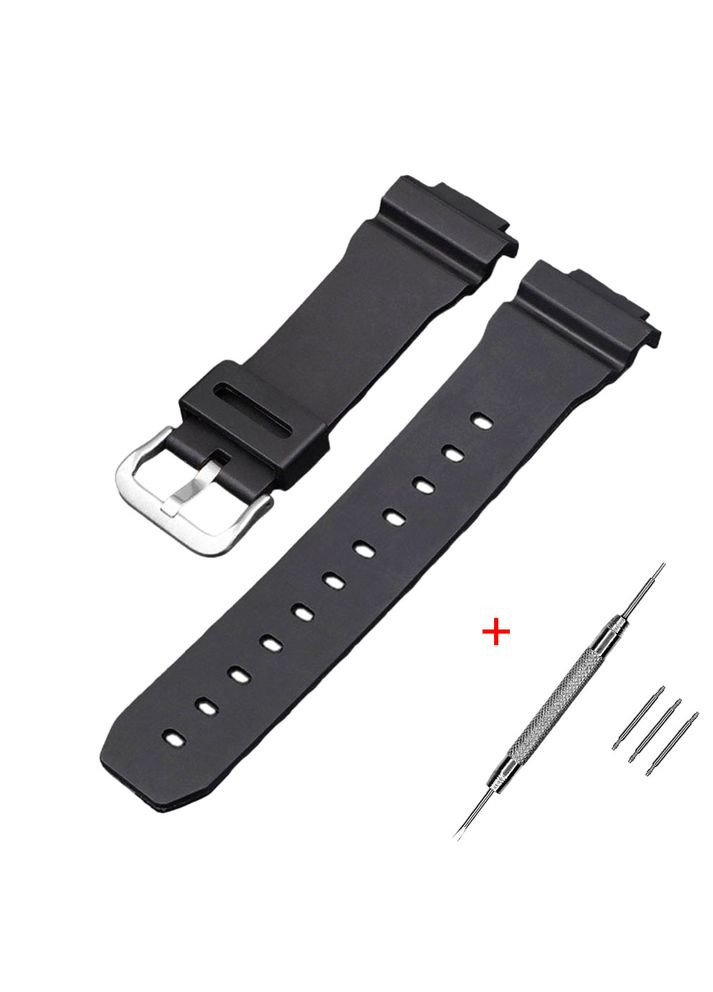 Ремінець для Casio G-Shock чорний поліуретановий 16 мм для чоловіків жінок універсальний браслет ProDobro (367267013)