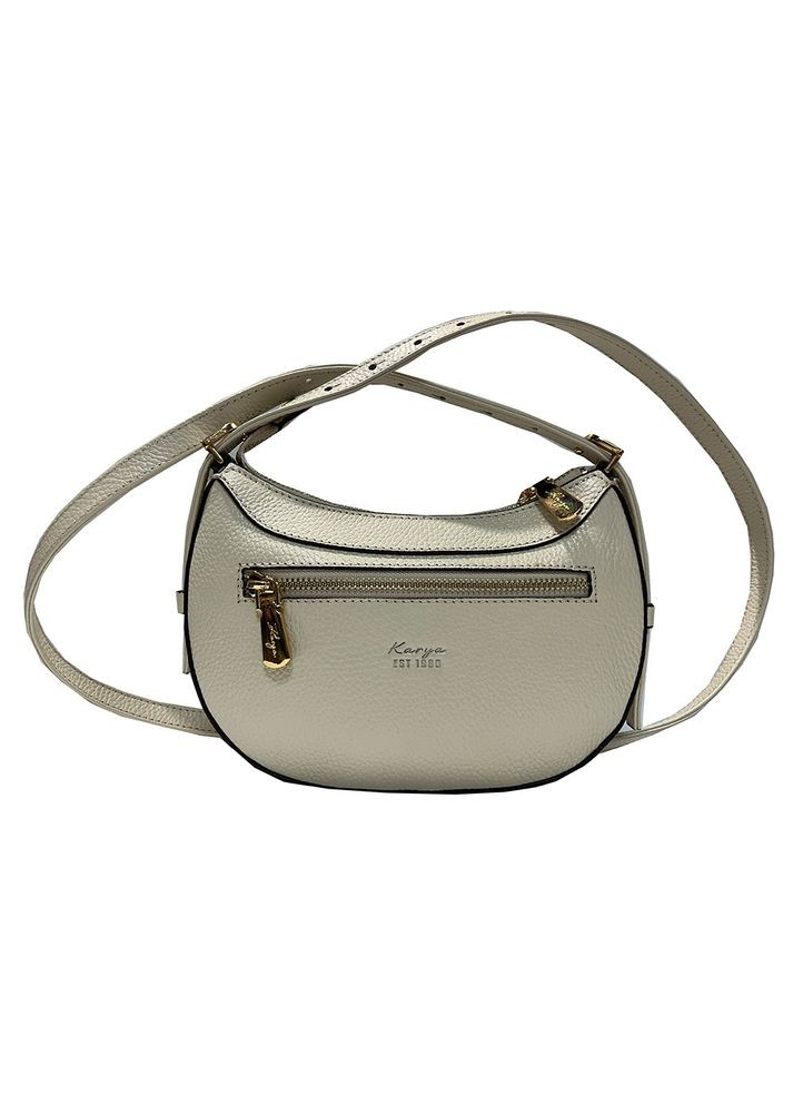 Сумка жіноча молочна маленька натуральна шкіра (Д/Ш/В) 21,5/4,5/14(см) Karya (336377830)