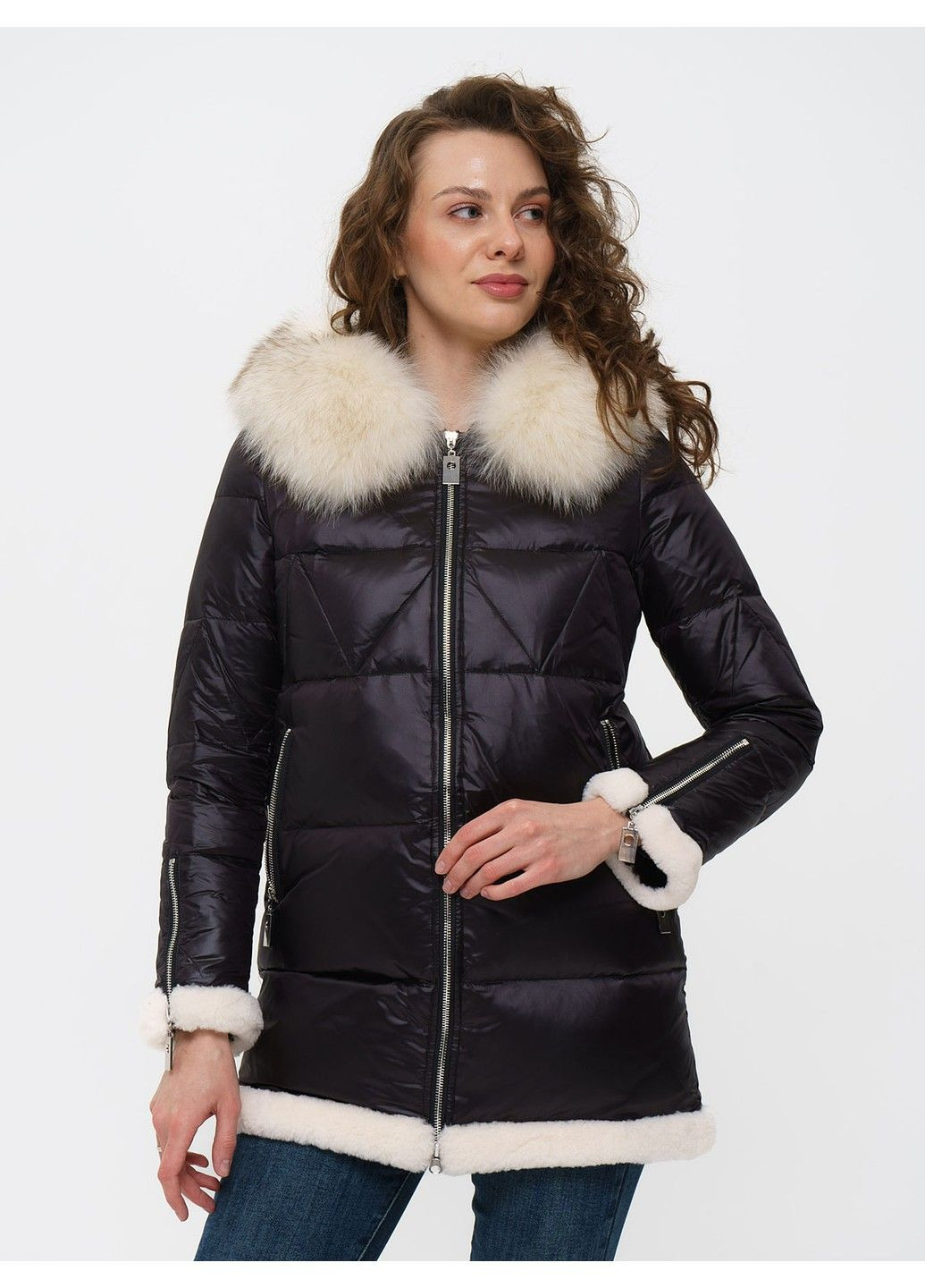 Черная зимняя куртка 21 - 04293 Vivilona