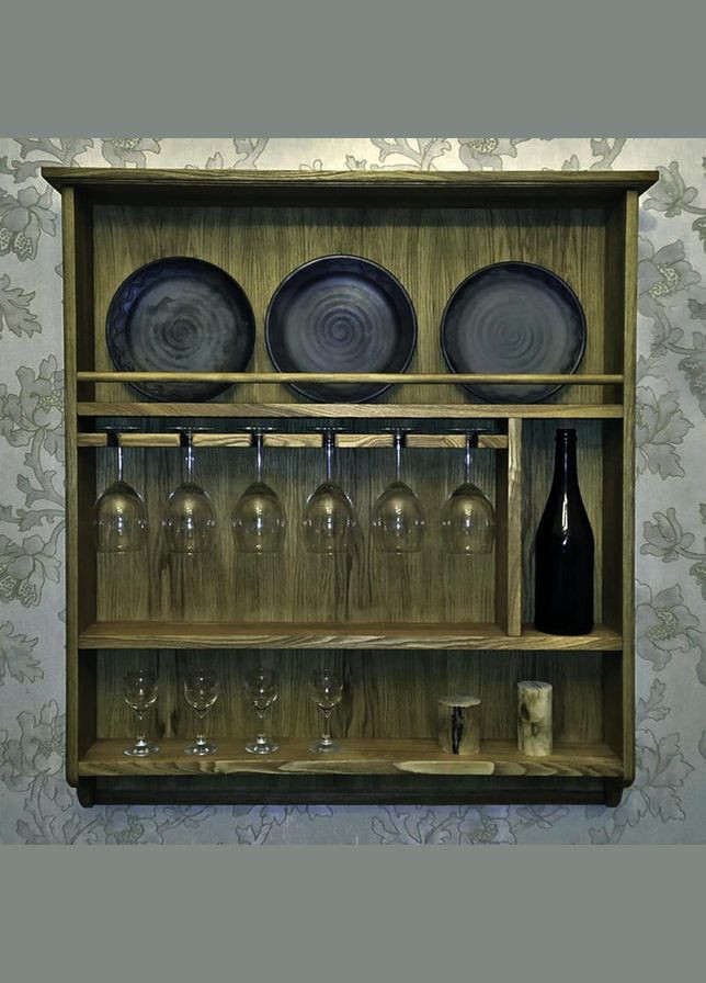 Полка для бокалов из дерева Хенвил мускат (ОБС-002707) No Brand (327423897)