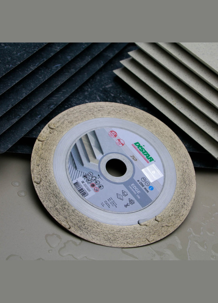 Круг алмазный отрезной Edge 1A1R 200 x 25.4 Сплошной диск для керамики и керамогранита 11120421015 (10105) Distar (295036679)