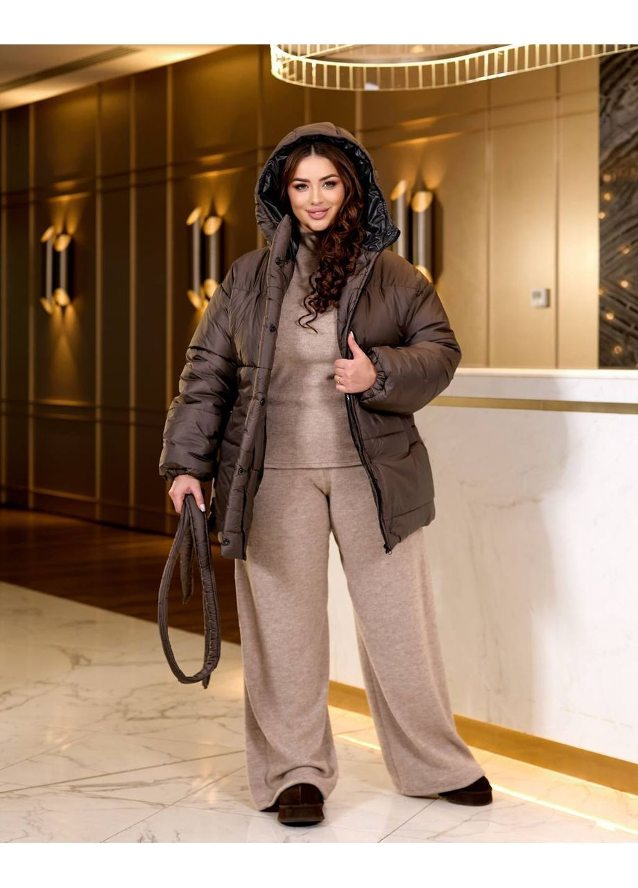 Коричнева демісезонна куртка жіноча тепла Style Point