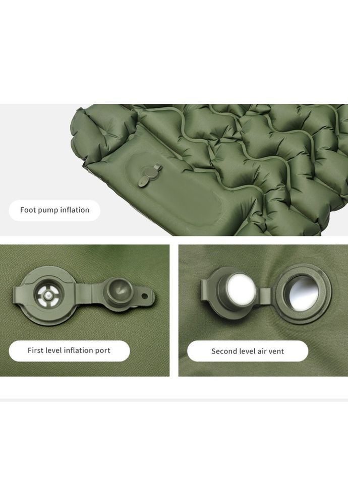 Матрац туристичний надувний двомісний CNK2550WS019, 200х125х6.5 см, зелений із вбудованою помпою для надування Naturehike (353505708)