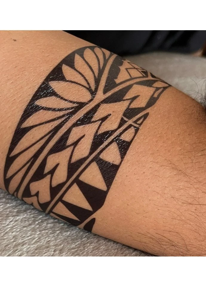 Временная татуировка Полинезийский орнамент черный стиль браслет Tattoo (366891085)