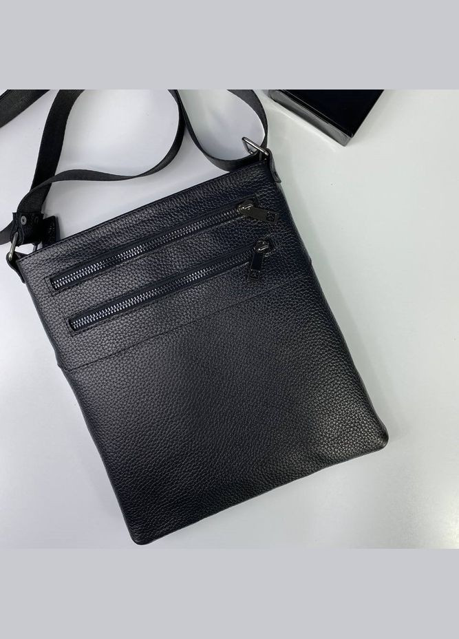 Чоловіча сумка через плече з натуральної шкіри містка планшетка, чорна No Brand (354721972)