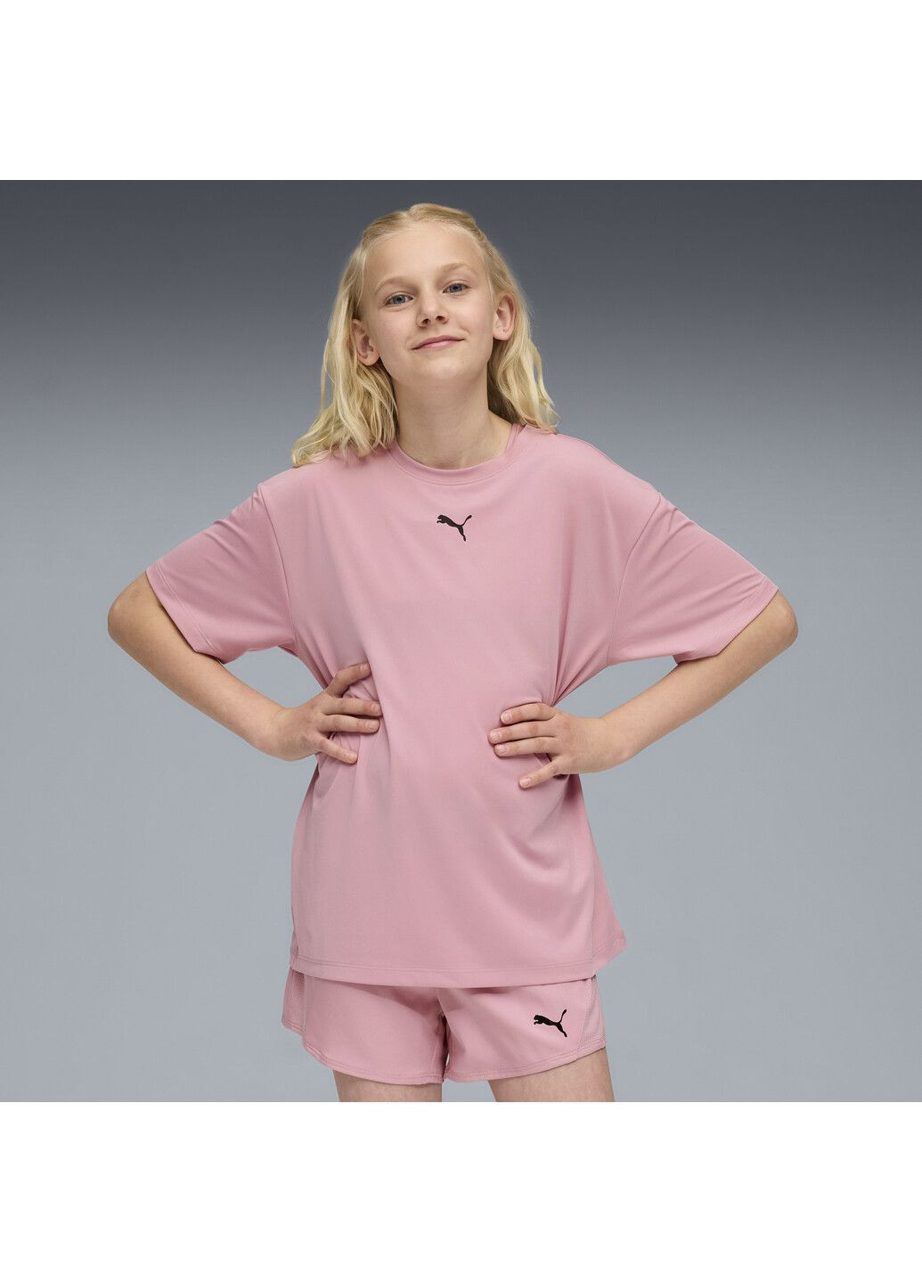 Розовая демисезонная детская футболка train all day ess tee youth Puma