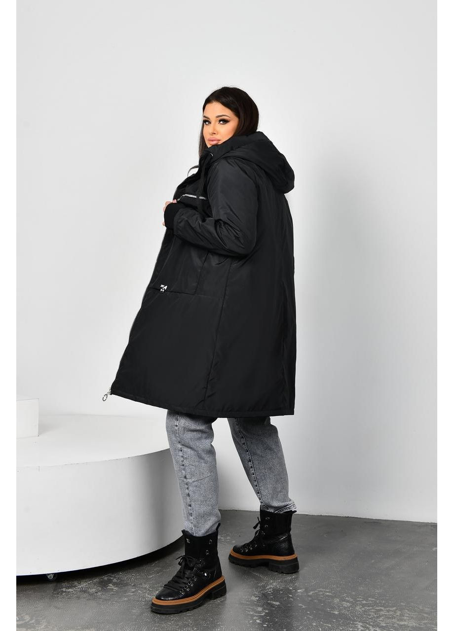 Черное демисезонное Пальто женское плащевая ткань Канада,на подкладке пайка 150,утеплитель синтепон 150,манжет рибана Україна