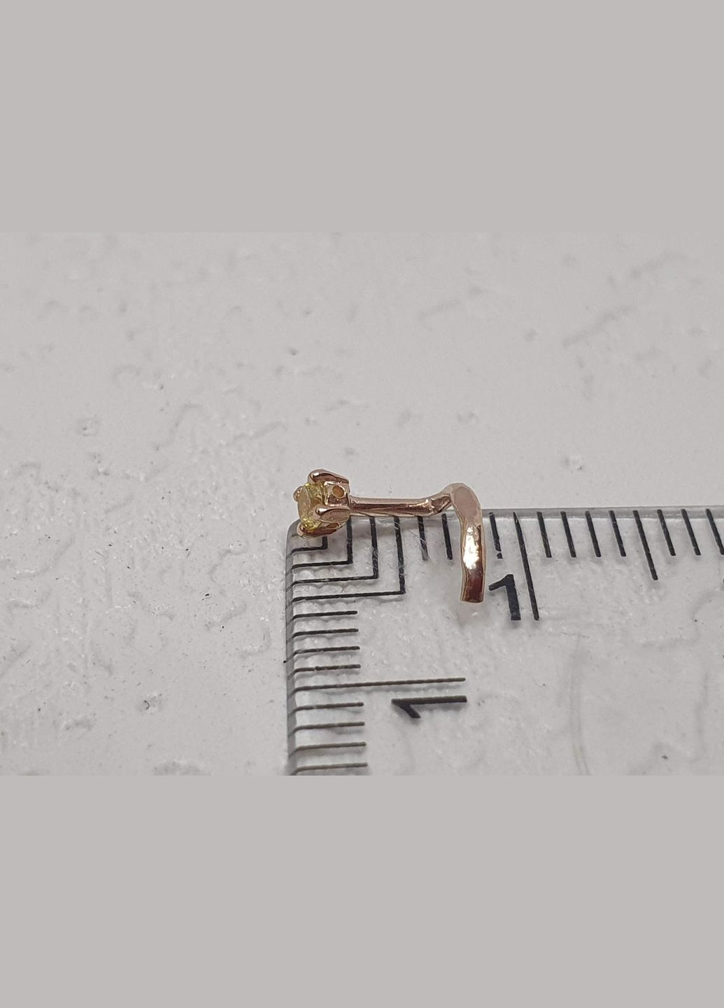 Золота сережка-пірсинг в ніс с фіанітом. 1018.2 Жовтий Dear (300522205)