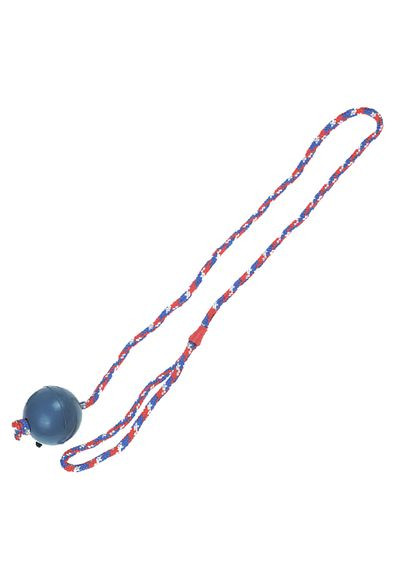 Іграшка для собак Ball With Rope м'яч з литої гуми на мотузці 63 см (5400274666578) Flamingo (279570374)