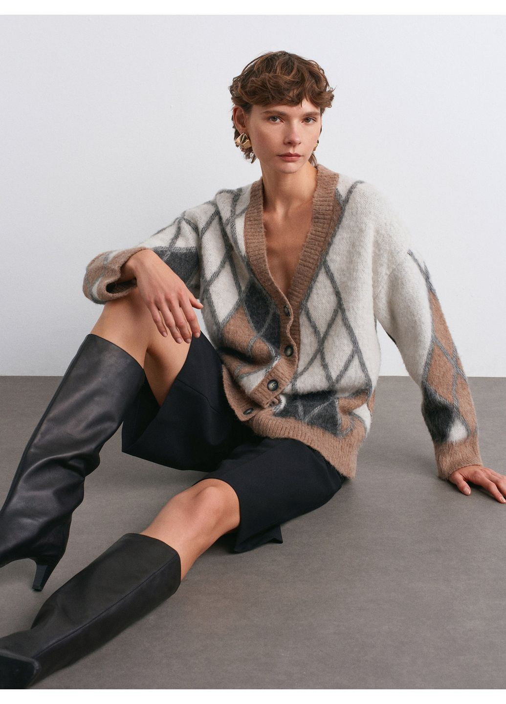 Кардиган з ромбоподібним візерунком з альпаки Dilvin (366065566)