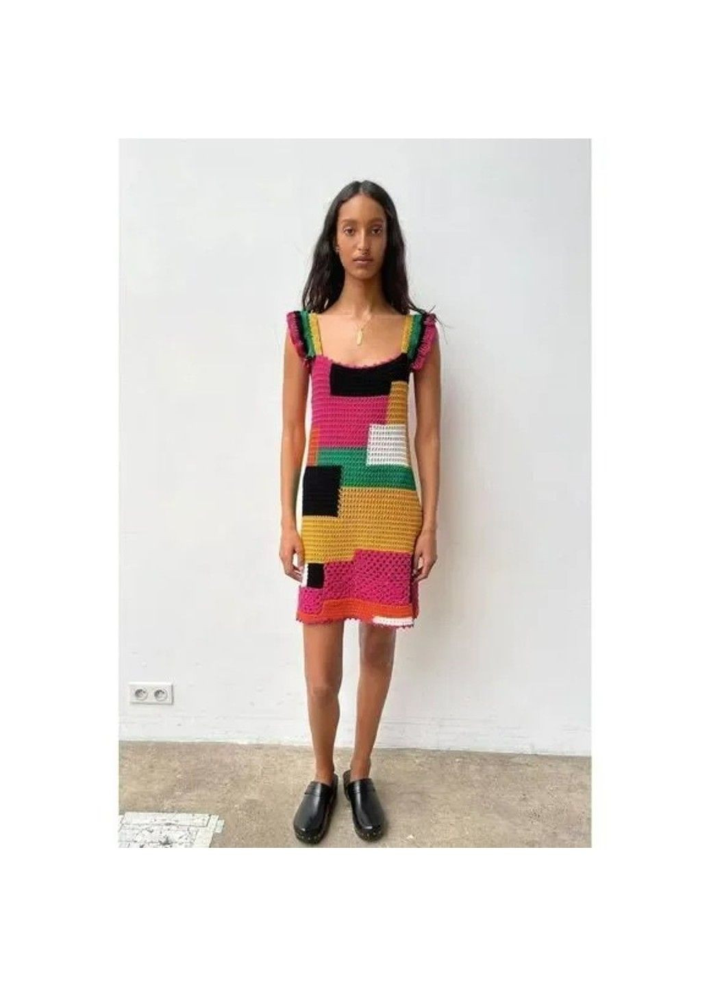 Комбінована сукня жіноча limited edition color block crochet mini dress size small Zara