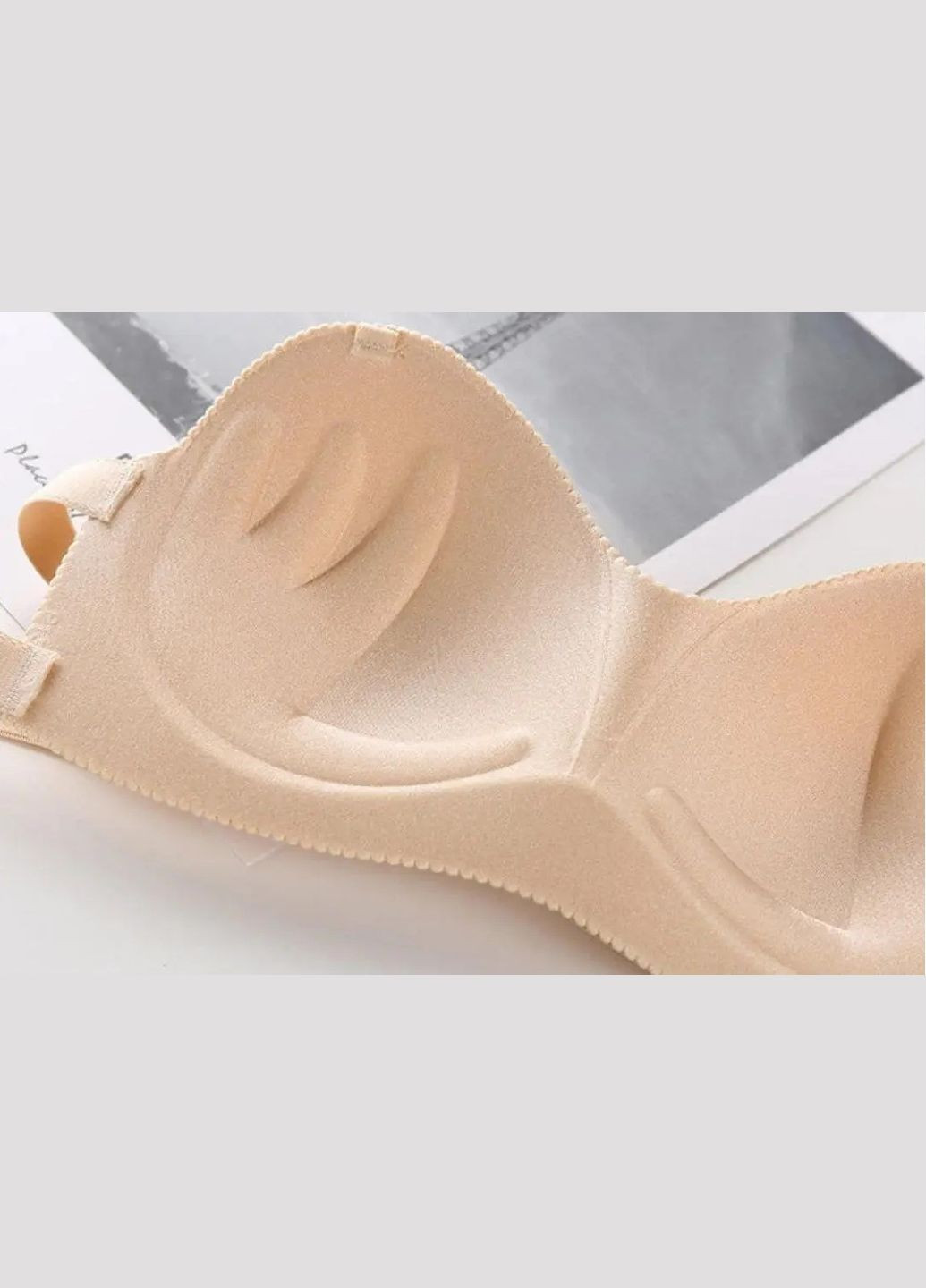 Бежевый балконет бюстгальтер бесшовный балконет с регулируемой спиной classic, бюст гладкий в стиле бандо с push-up, цвет бежевый No Brand