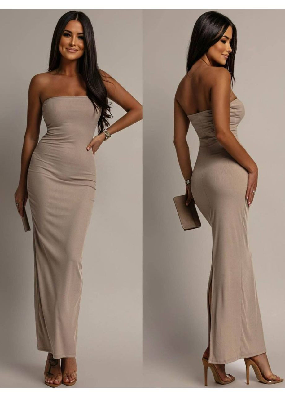 Бежевое коктейльное, повседневный, вечернее, пляжное, кэжуал женское силуэтное платье силуэтная Asi.Store.ua