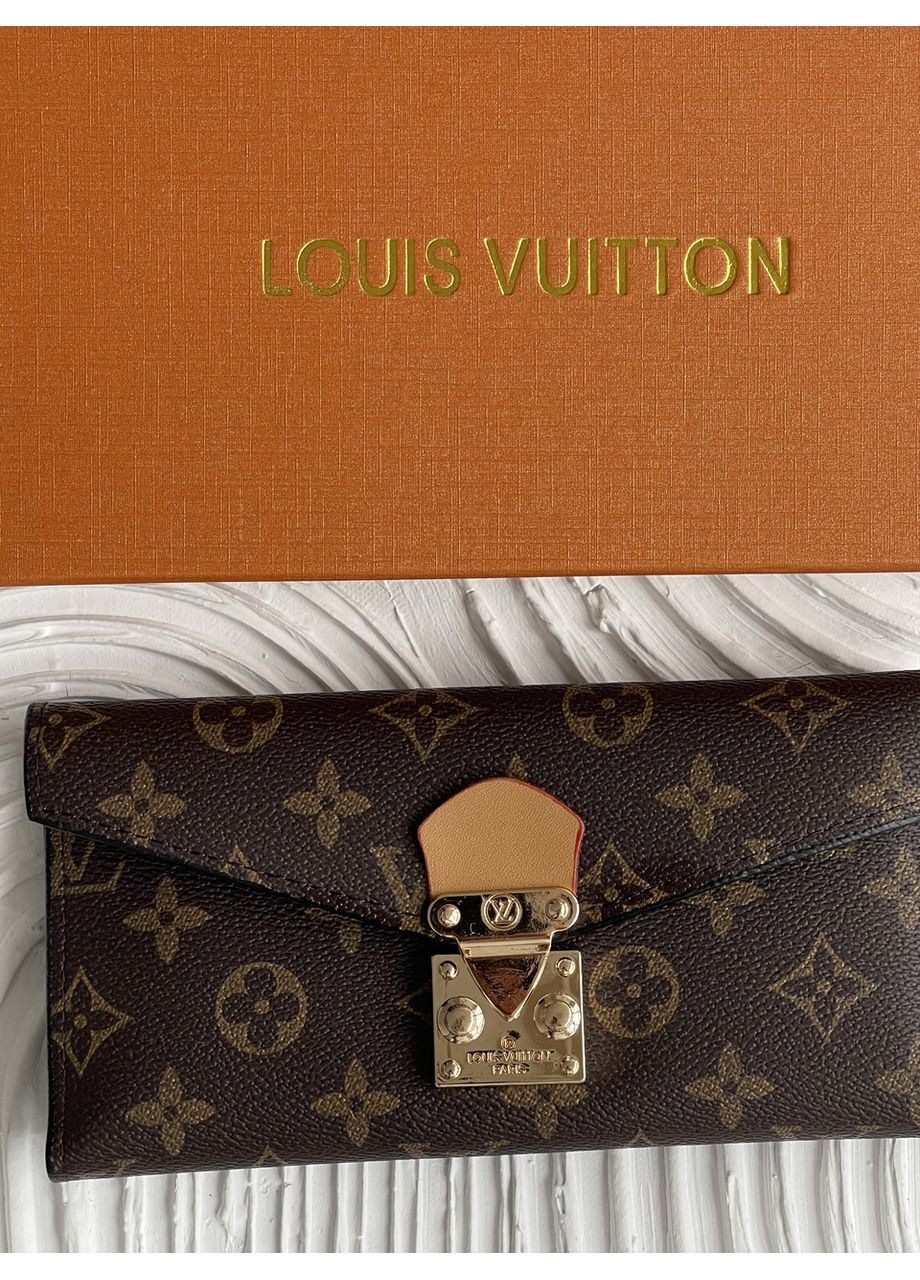 Жіночий гаманець коричневий + бежевий з подвійною бляшкою No Brand (369935246)