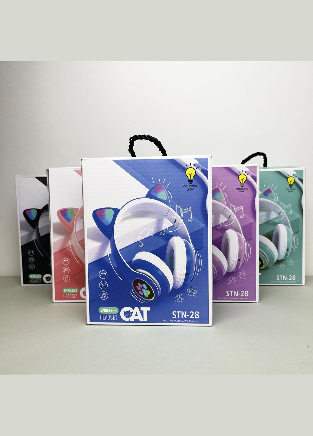 Беспроводные наушники Cat Ear RGB STN-28 синие No Brand (328387539)
