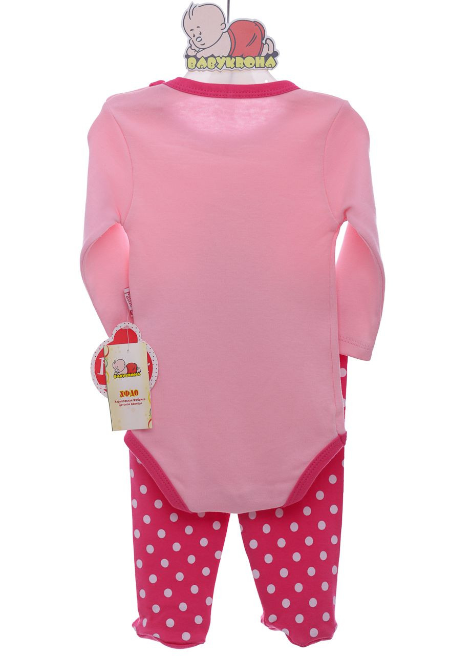 Рожевий демісезонний комплект боді, повзунки та шапочка для дівчинки трикотажний кішечка рожевий 62 см (36868) BABYKROHA