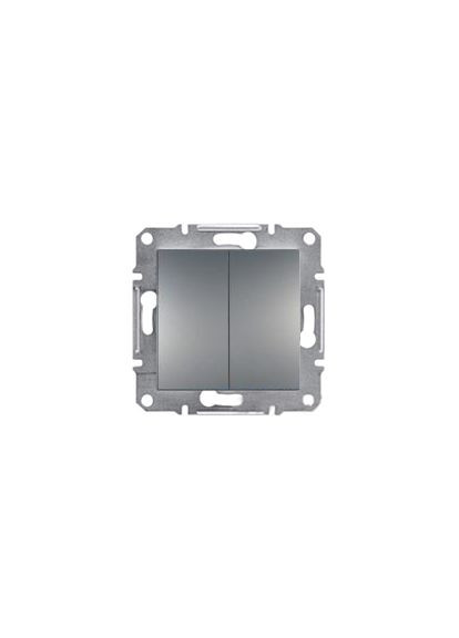 Вимикач двоклавішний прохідний Asfora Сталь EPH0600162 Schneider Electric (365841339)