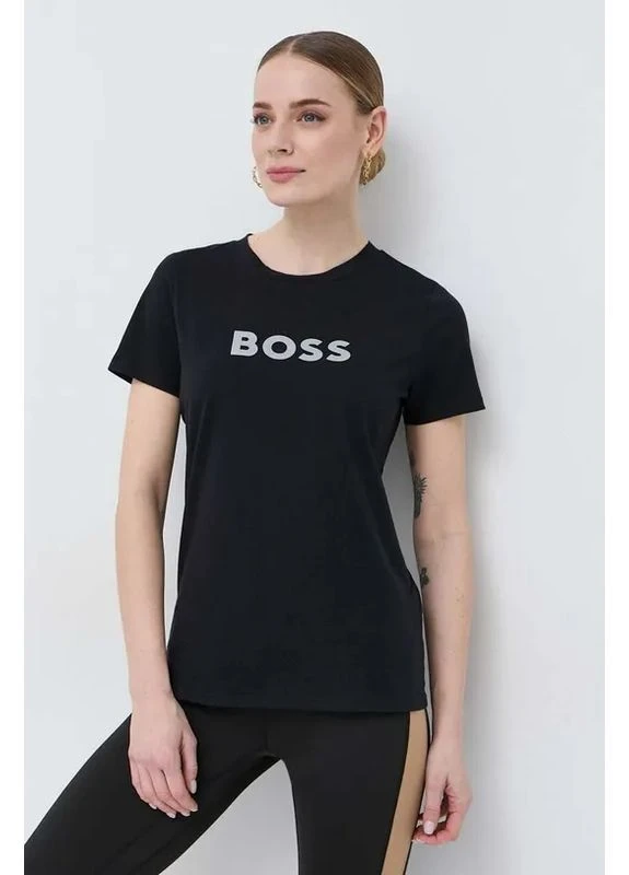Стильная женская футболка черная Hugo Boss - (393118485)
