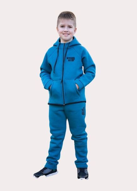 Костюм для мальчика теплый (толстовка+штаны) тринитка 122см морская волна Україна (306744047)