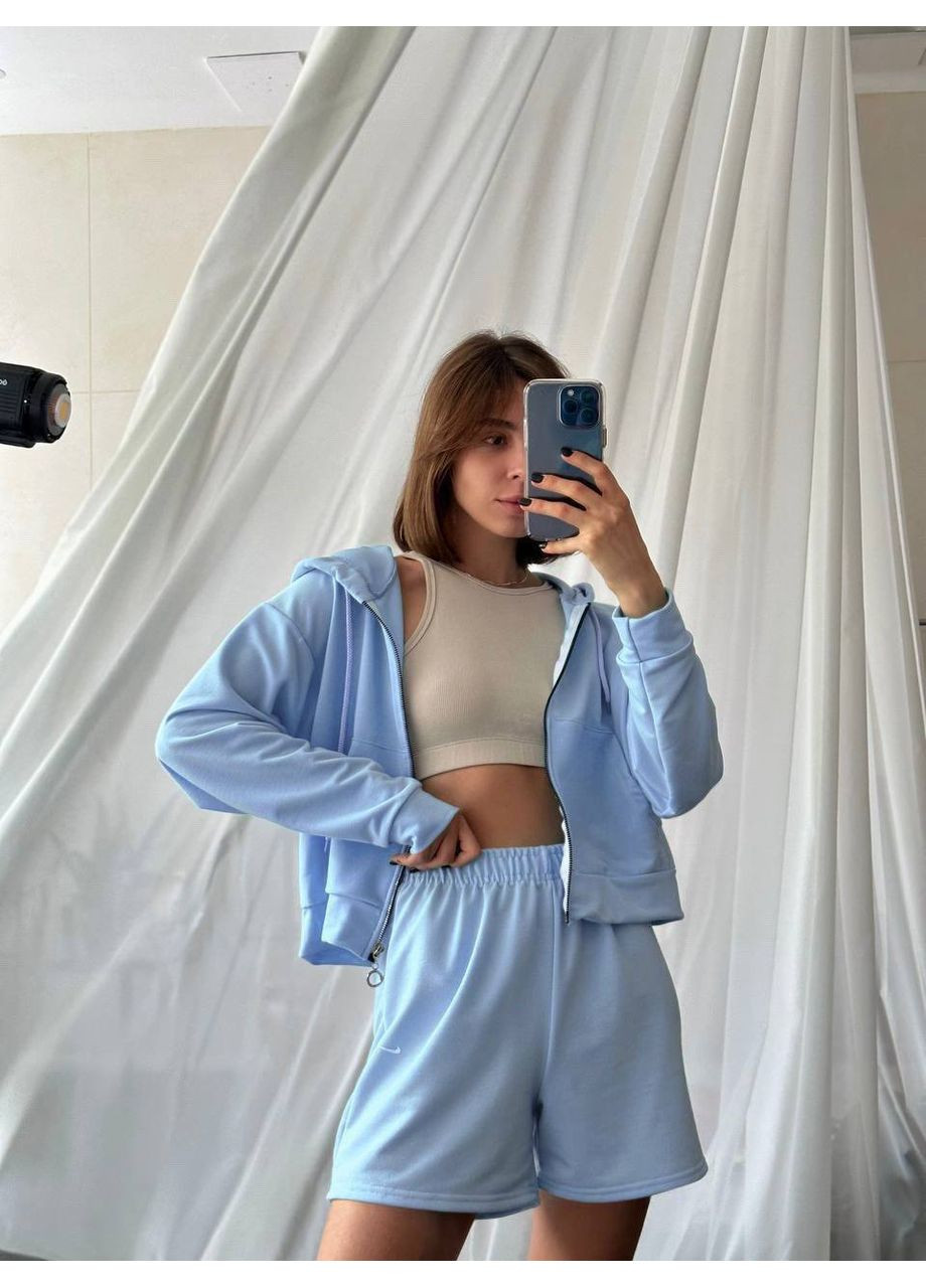 Женский костюм худи и шорты двунитка люкс No Brand С824/825-1427/2 (351856832)