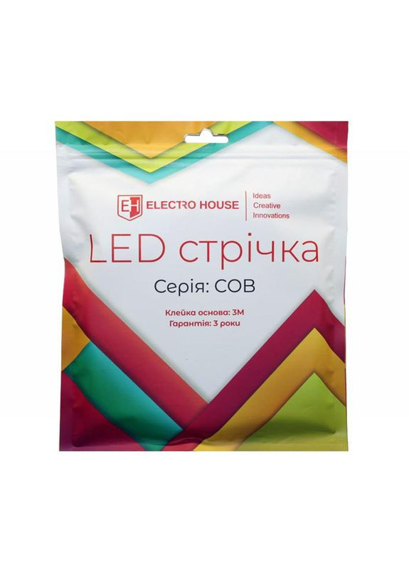 LED стрічка 9Вт 24В COB 252 діодів 100Лм/Вт нейтральний 4000К, серія COB, гарантія 3 роки Electro House (346088140)
