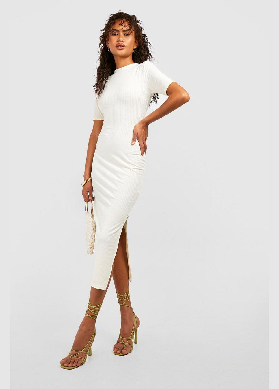 Белое повседневный платье Boohoo однотонное