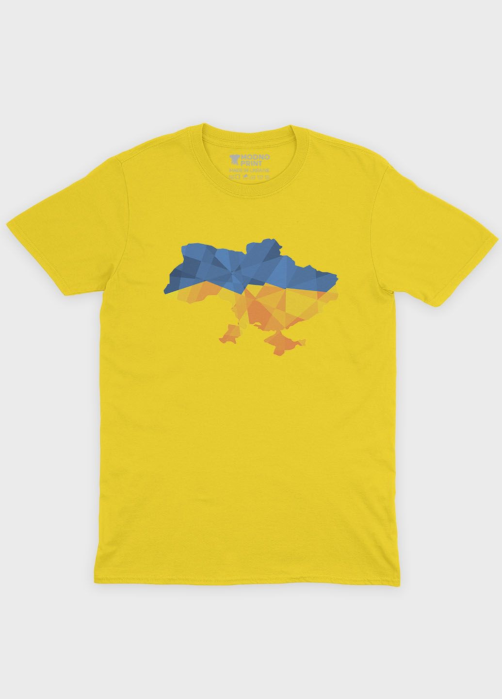 Желтая демисезонная футболка для девочки с патриотическим принтом карта украины (ts001-1-sun-005-1-005-g) Modno