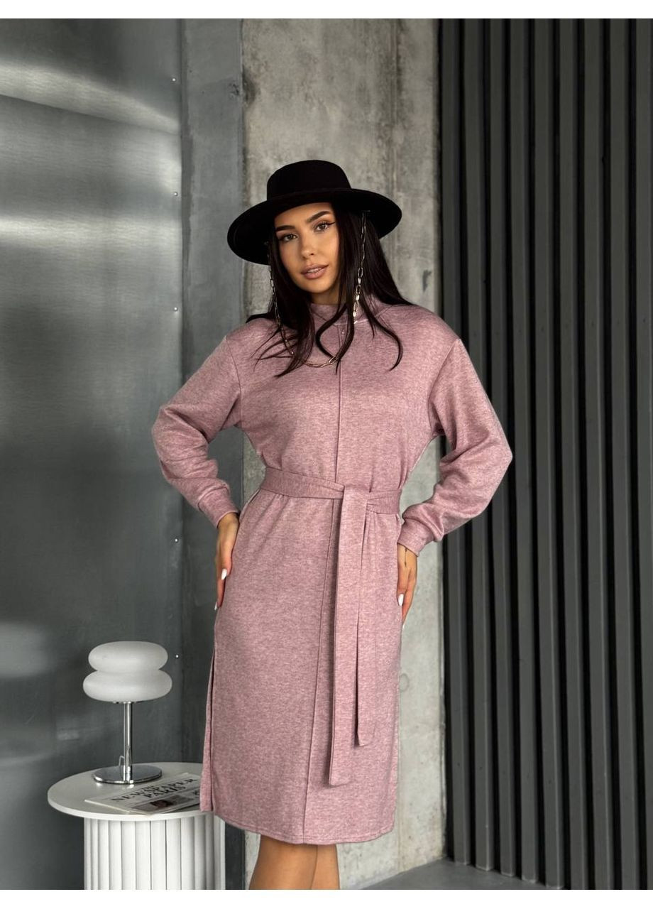 Пудровое повседневный, кэжуал платье No Brand однотонное