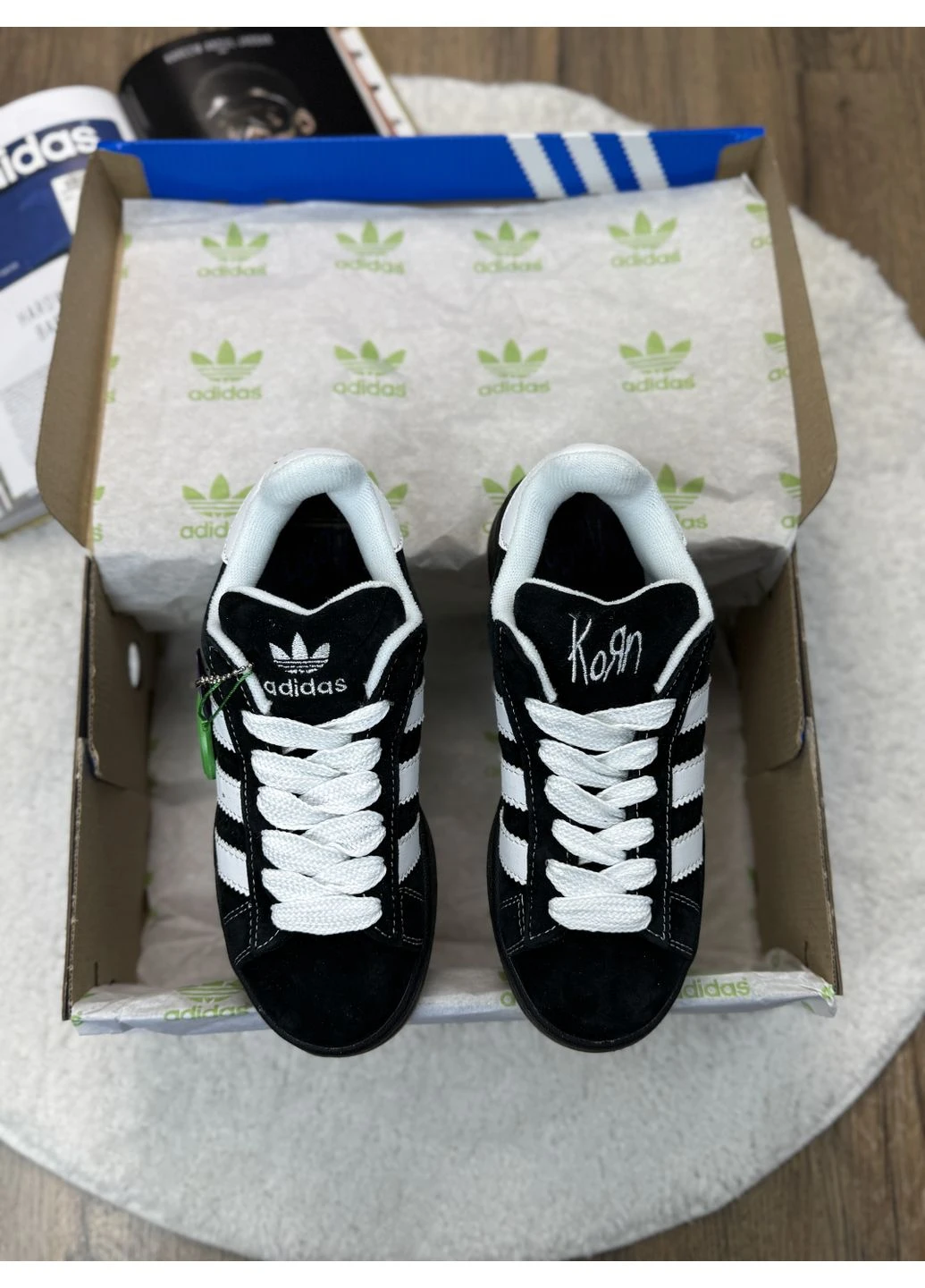 Чорні кросівки чоловічі adidas campus x korn black whit адідас кампус чорні демісезон No Brand