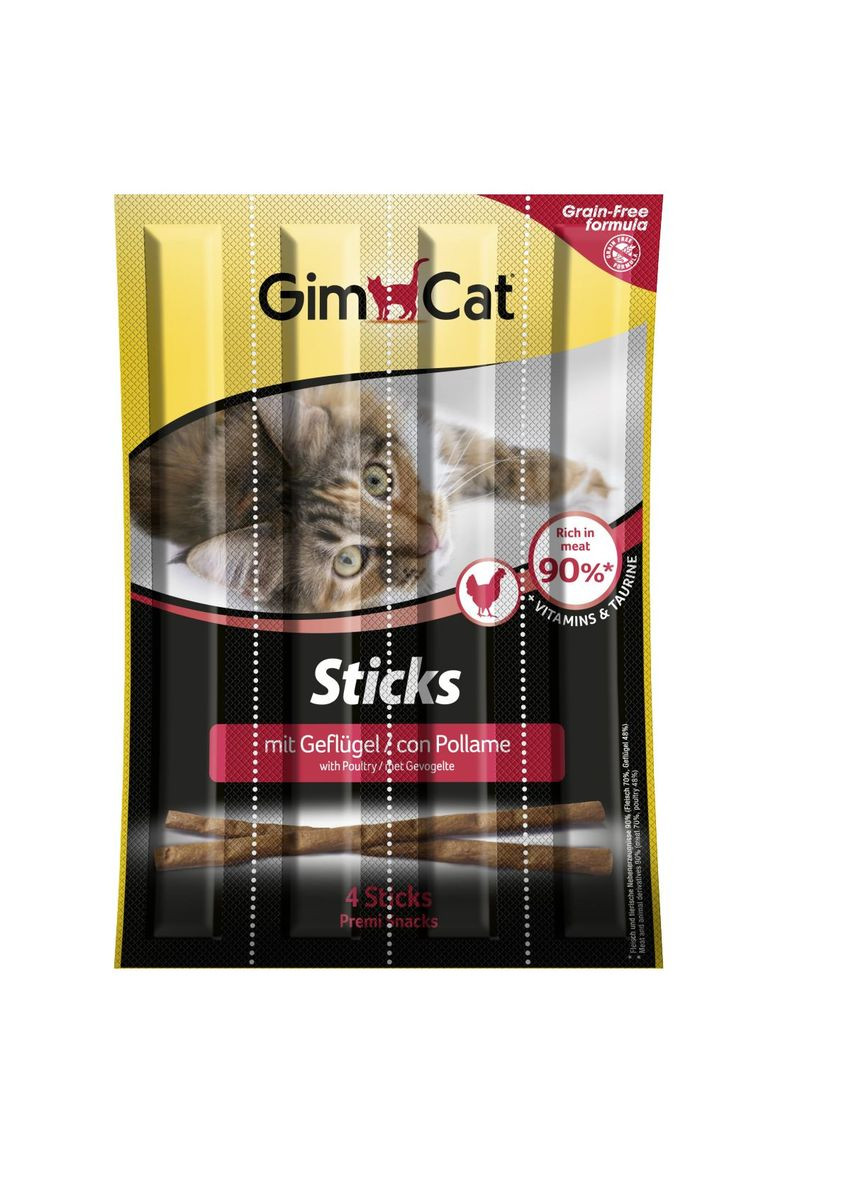 Лакомство для кошек GimCat Sticks Poultry, 4 шт Gimpet (292258021)