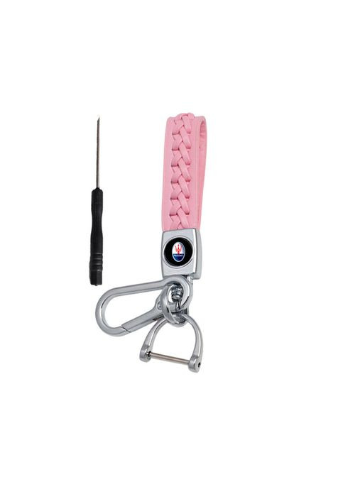 Брелок для ключів з логотипом рожевий, фурнітура ХРОМ (ремінець+карабін+викрутка) Maserati (369610593)