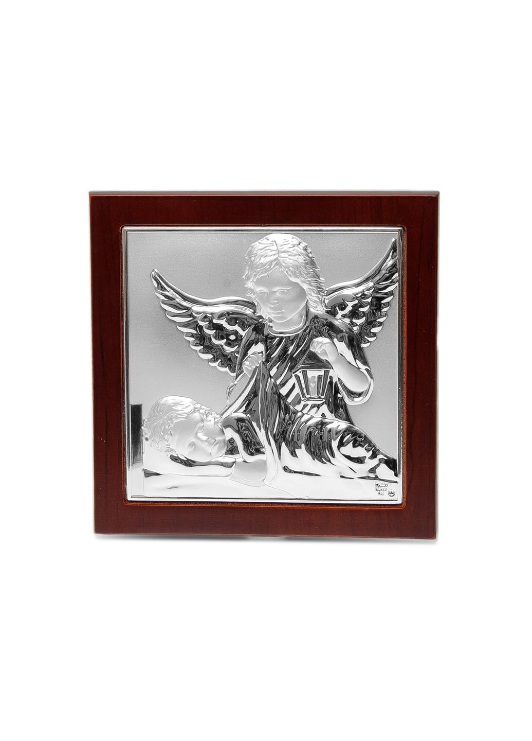 Икона Ангелв Хранителя 10х10см в серебряном окладе на деревяной рамке квадратной формы Prince Silvero (266265974)