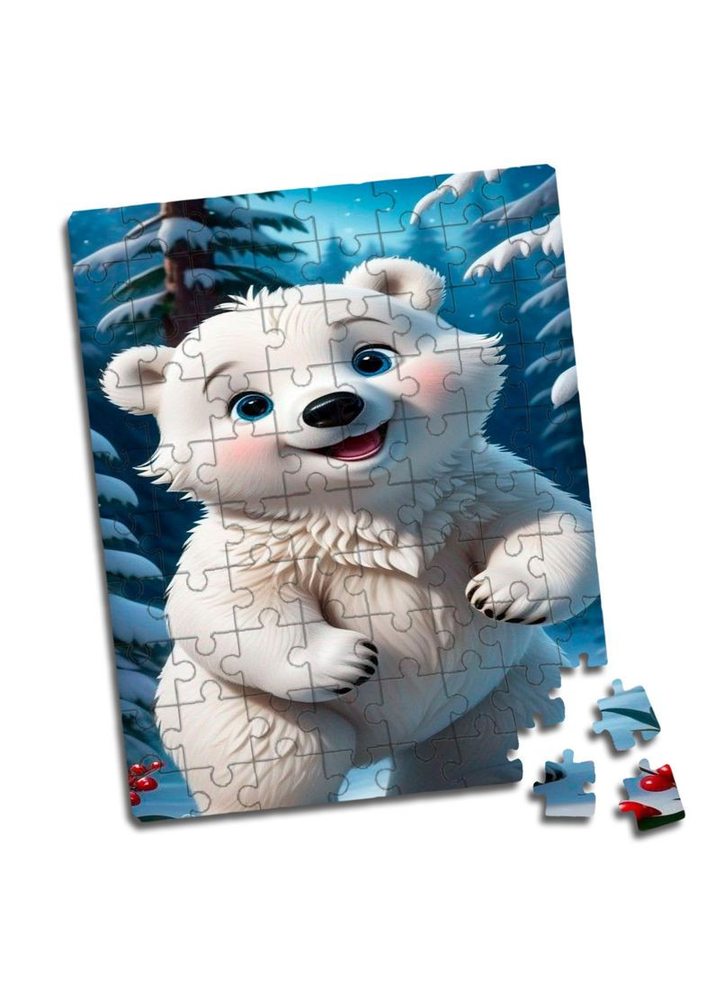 Пазл для детей белый красивый медведь A5 80 элементов No Brand (309154878)