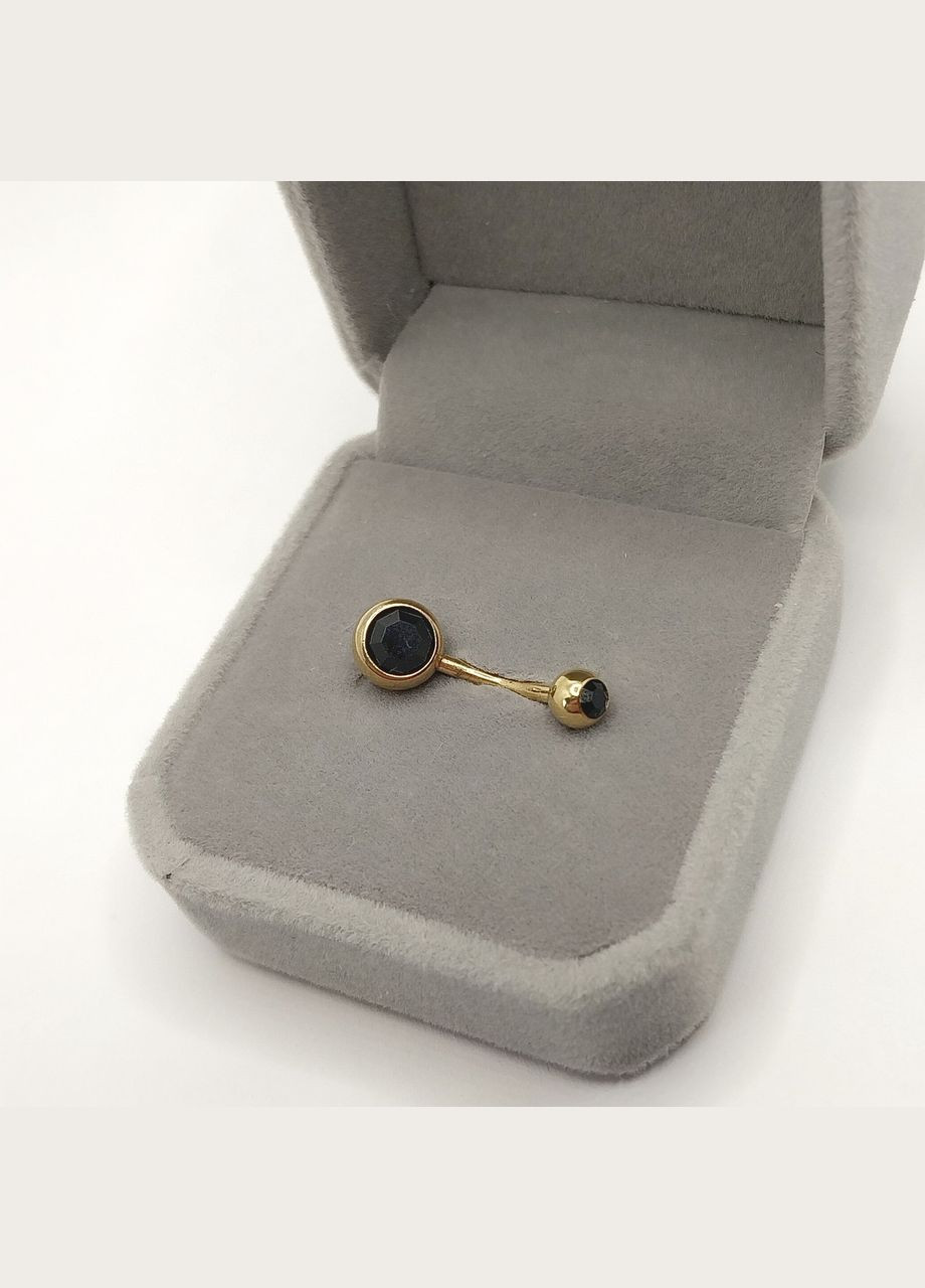 Серьга для пирсинга пупка "Чёрный агат" навела медзолото медицинская ювелирная сталь с цирконами Spikes (323168521)