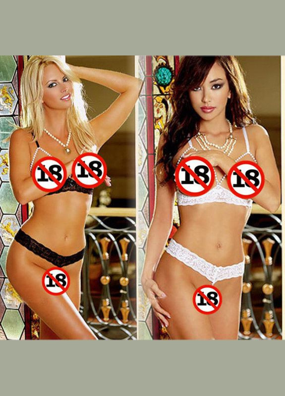 Комбинированный демисезонный соблазнительный комплект нижнего белья с бусинками No Brand