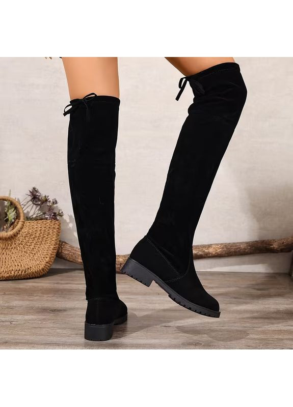 Осенние стильные женские черные сапоги-ботфорты 39 ботфорты No Brand