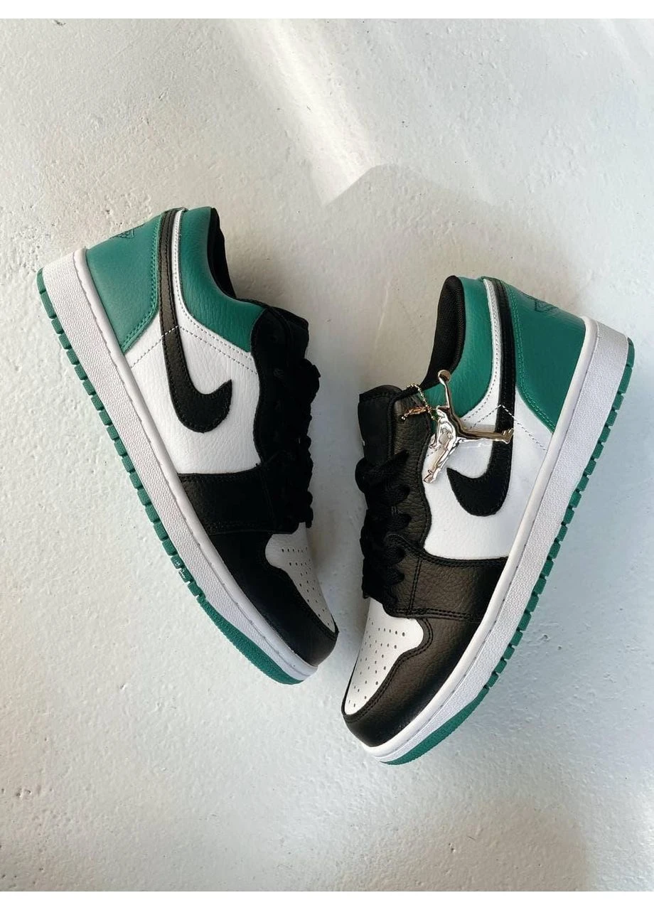 Білі кросівки чоловічі nike air jordan retro 1 low green white black найк аір джордан білі демісезон No Brand