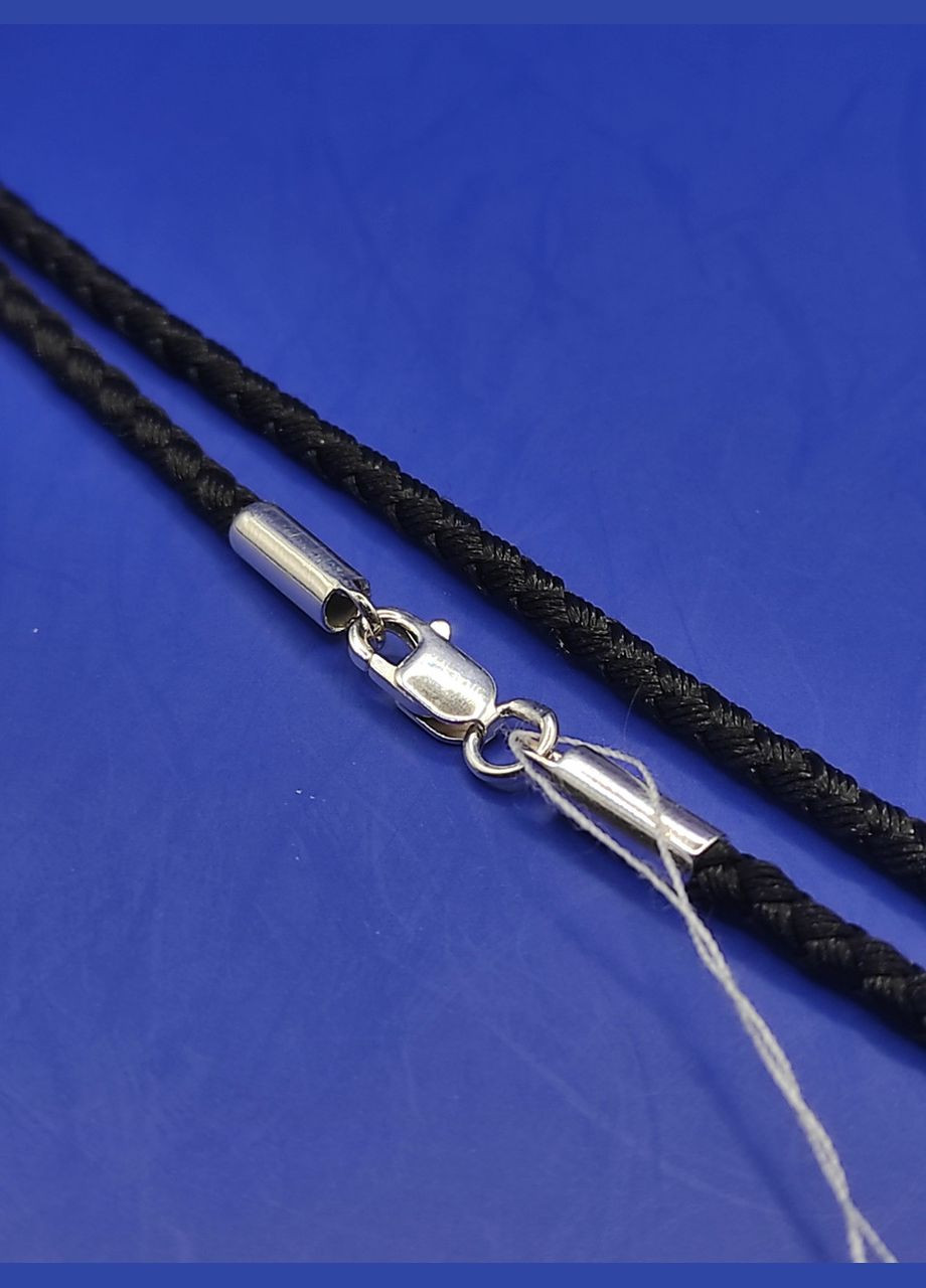 Шёлковый шнурок ювелирный с серебряными застёжками диаметр 2,5мм чёрный 55см Shiny 1417 No Brand (332806794)