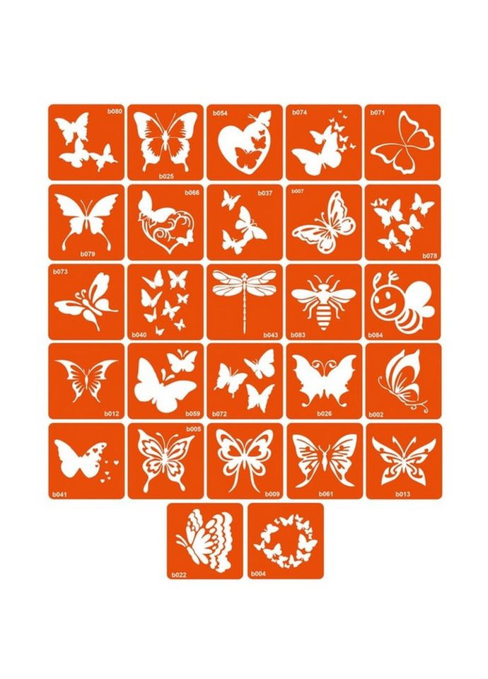 Набор трафаретов для биотата "B - бабочки" b_simple_5x5_27_1 Fresh Tattoo (316269647)