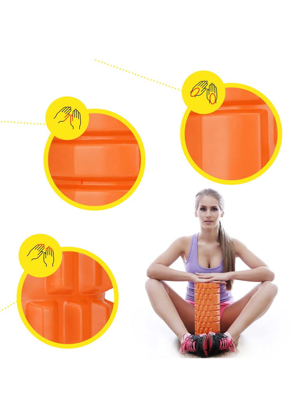 Массажный ролик EVA 45 x 14 см (валик, роллер) Orange Cornix XR-0041 (341529169)