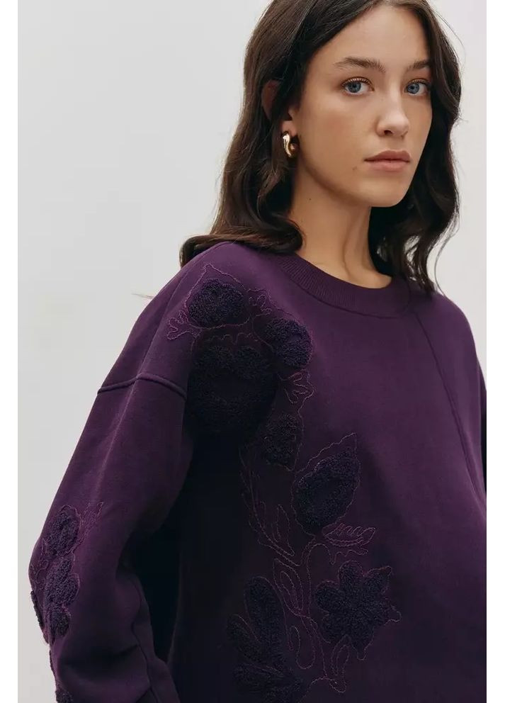 Бордовый женский свитшот с шенильной вышивкой mkrm4216 Modna KAZKA (336931761)